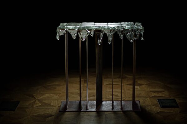 Console "Time" Rasty iron and glass